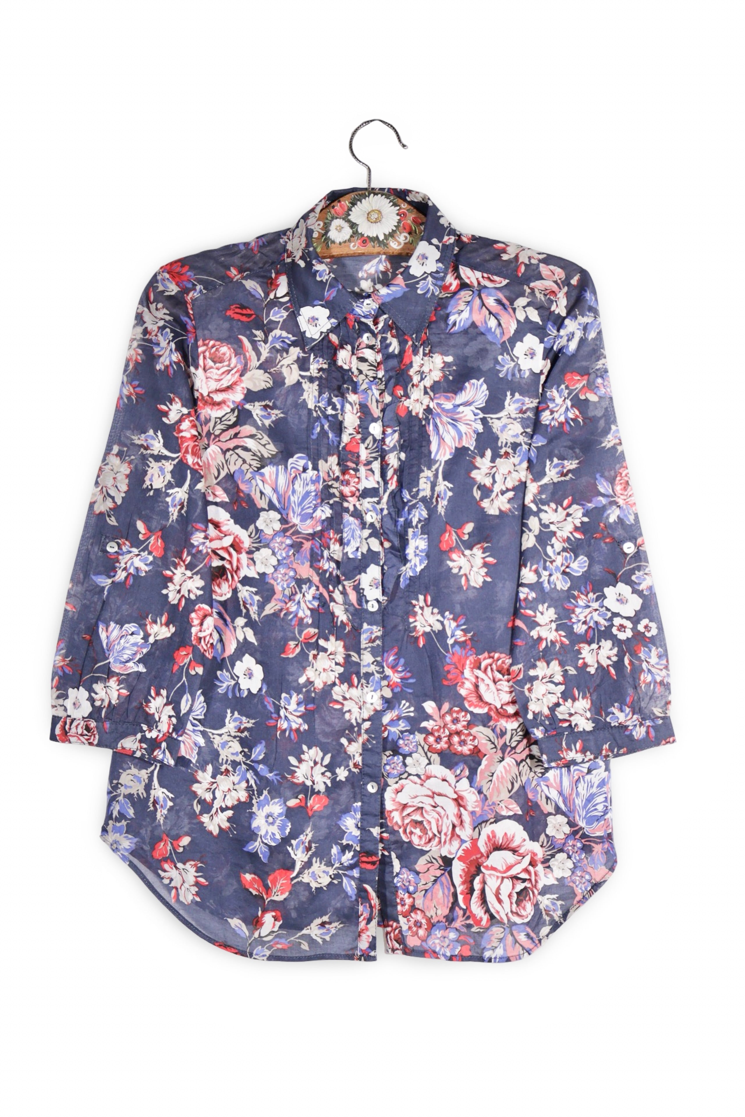 Cămașă - Gerry Weber bleumarin cu imprimeu floral multicolor – S – Femei - fata