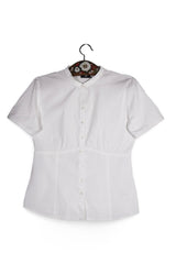 Cămașă - Bogner albă din bumbac cu guler mandarin – M – Femei - fata