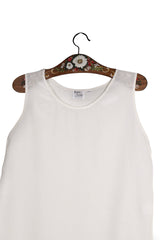 Top - Vintage alb fildes din mătase cu linie simplă – M – Femei - detaliu