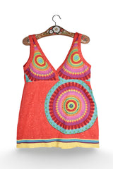 Top - Desigual multicolor cu imprimeu circular si croiala lejera – M – Femei - fata