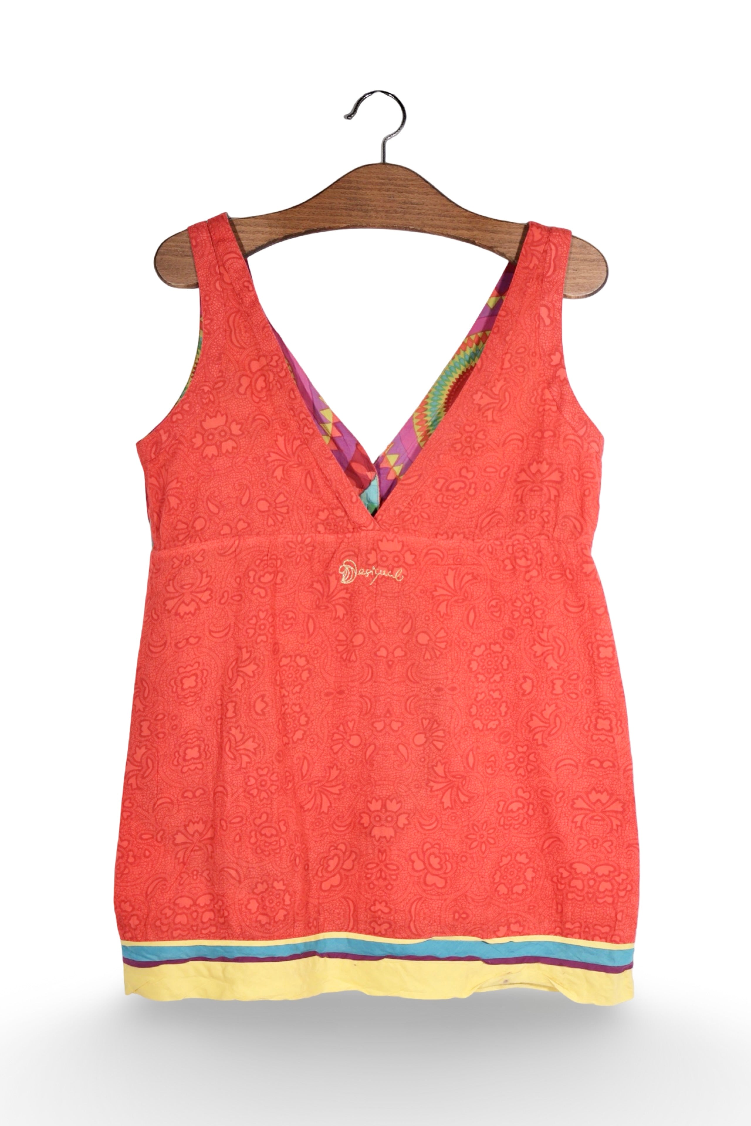 Top - Desigual multicolor cu imprimeu circular si croiala lejera – M – Femei - spate