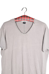 Tricou - Replay gri deschis din bumbac cu decolteu in V – M – Bărbați - detaliu