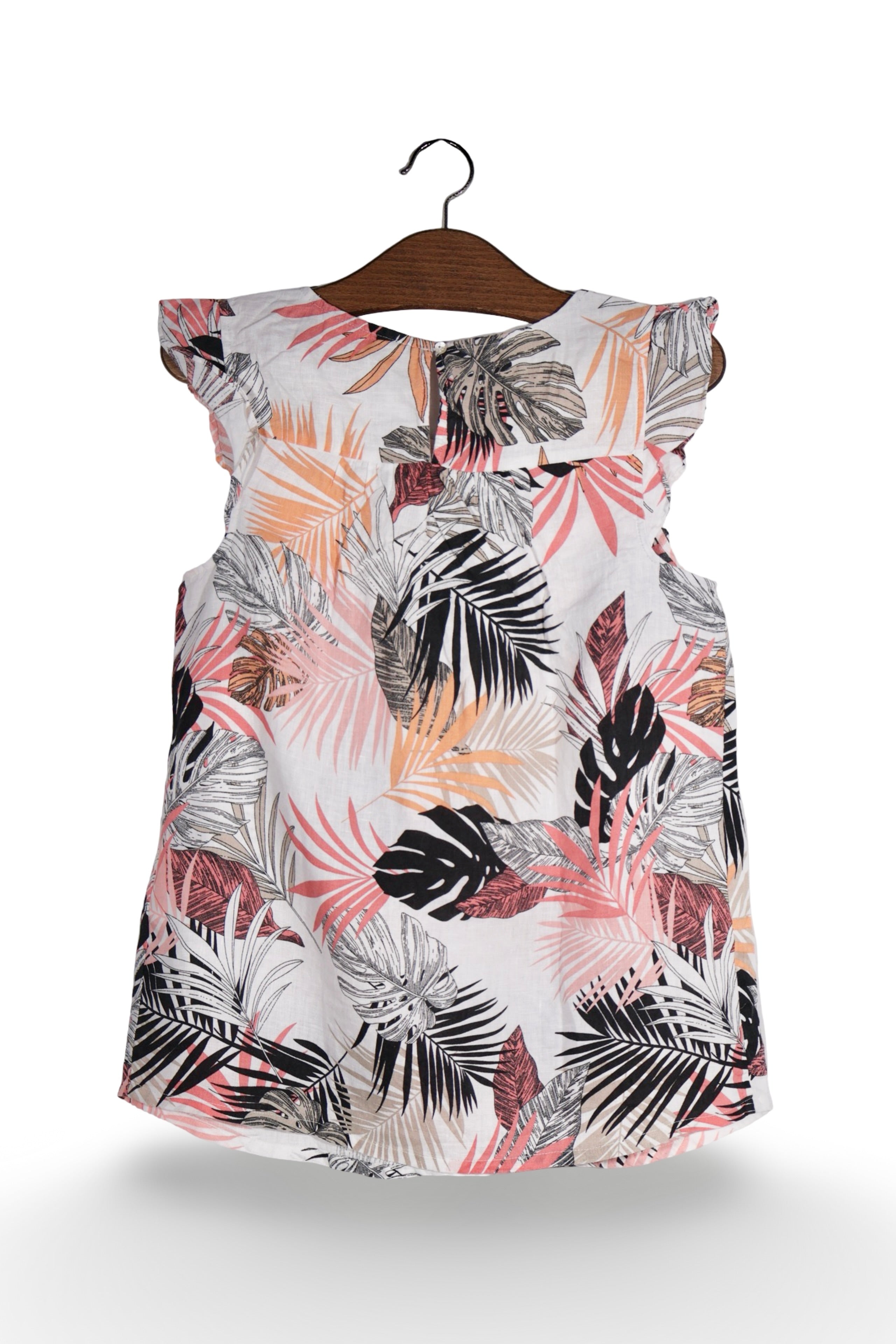 Top - s.Oliver din in cu imprimeu tropical in nuante pastel – M – Femei - spate