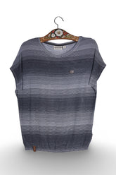 Tricou - Naketano bleumarin cu dungi fine si croiala lejera – S – Femei - fata