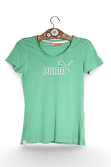 Tricou - PUMA verde menta din bumbac cu croiala slim – M – Femei - fata