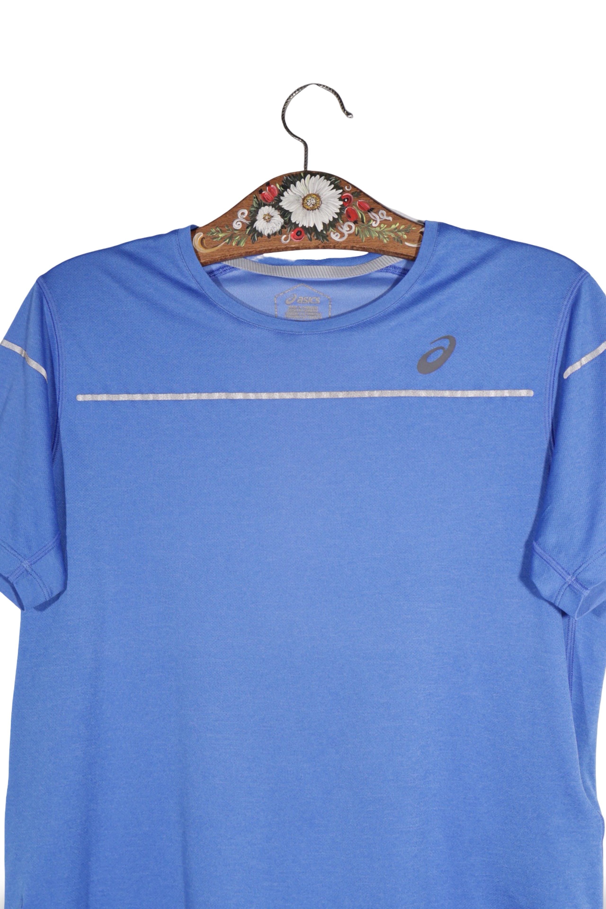 Tricou - ASICS albastru din poliester cu detalii reflective – L – Femei - detaliu