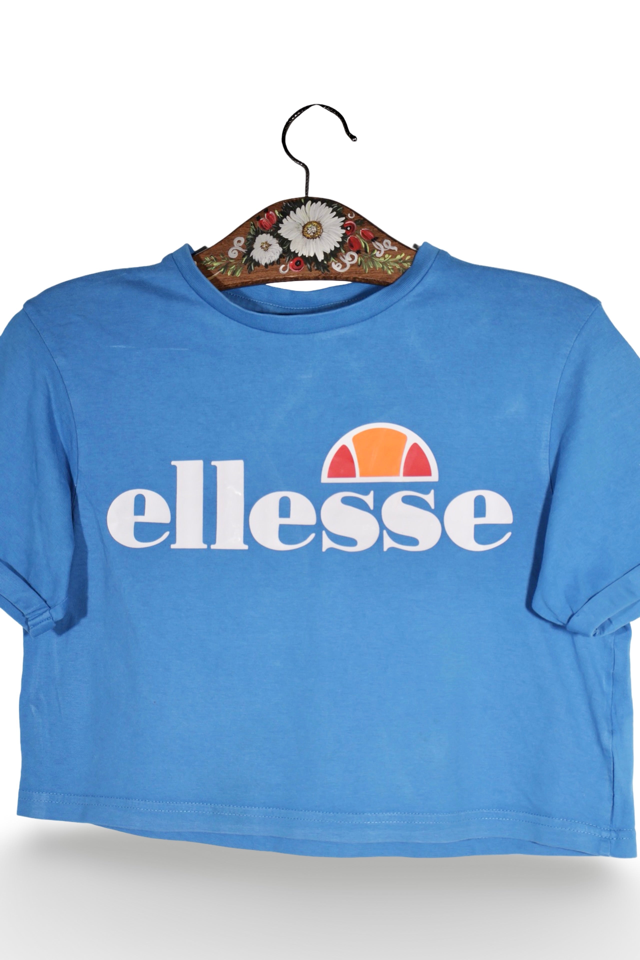 Tricou - Ellesse albastru cu logo frontal supradimensionat – S – Femei - detaliu