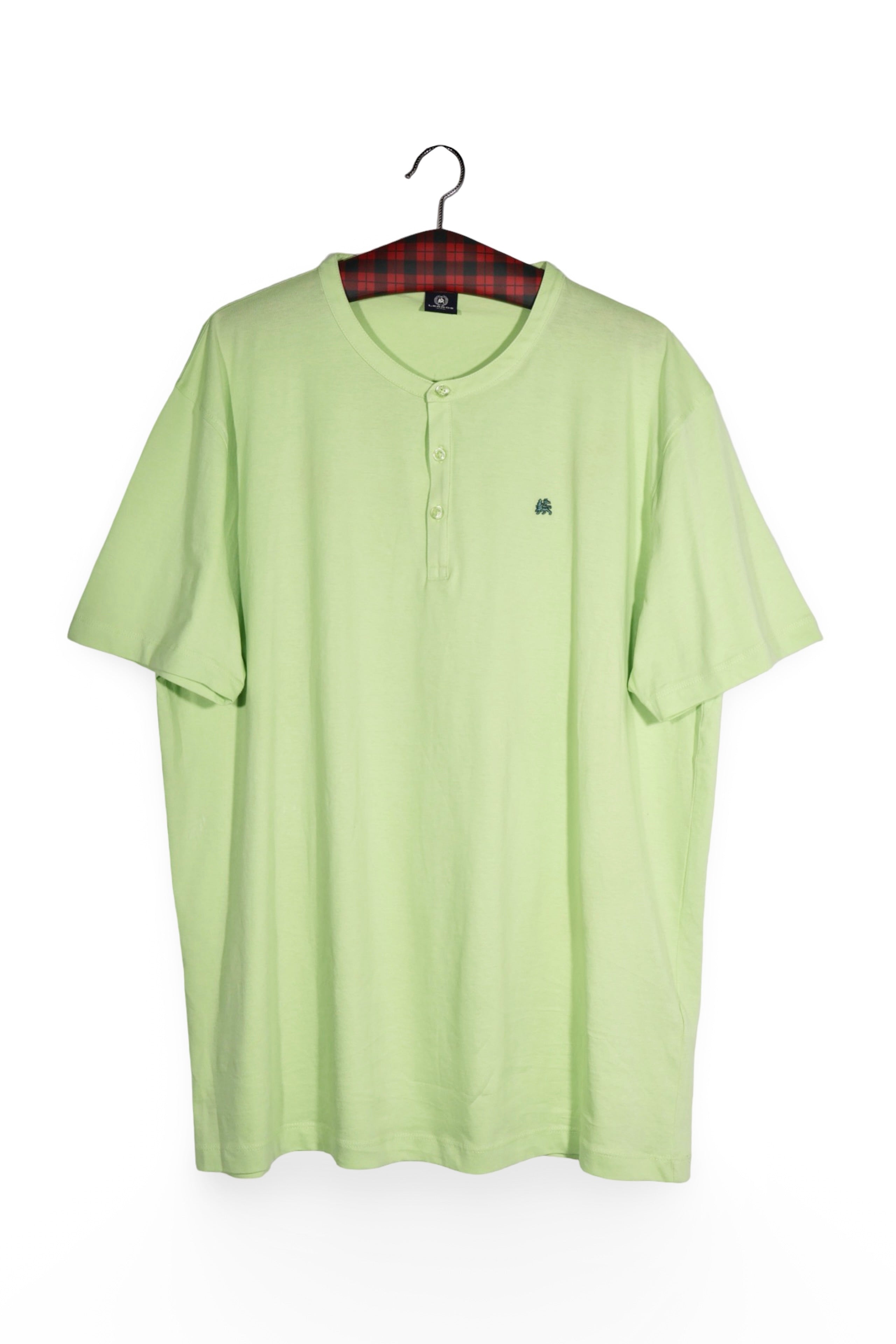 Tricou - Alte Branduri verde deschis din bumbac cu platcă scurtă cu nasturi – M – Bărbați - fata