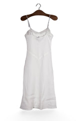 Rochie - Premium albă din in cu bretele fine – S – Femei - spate