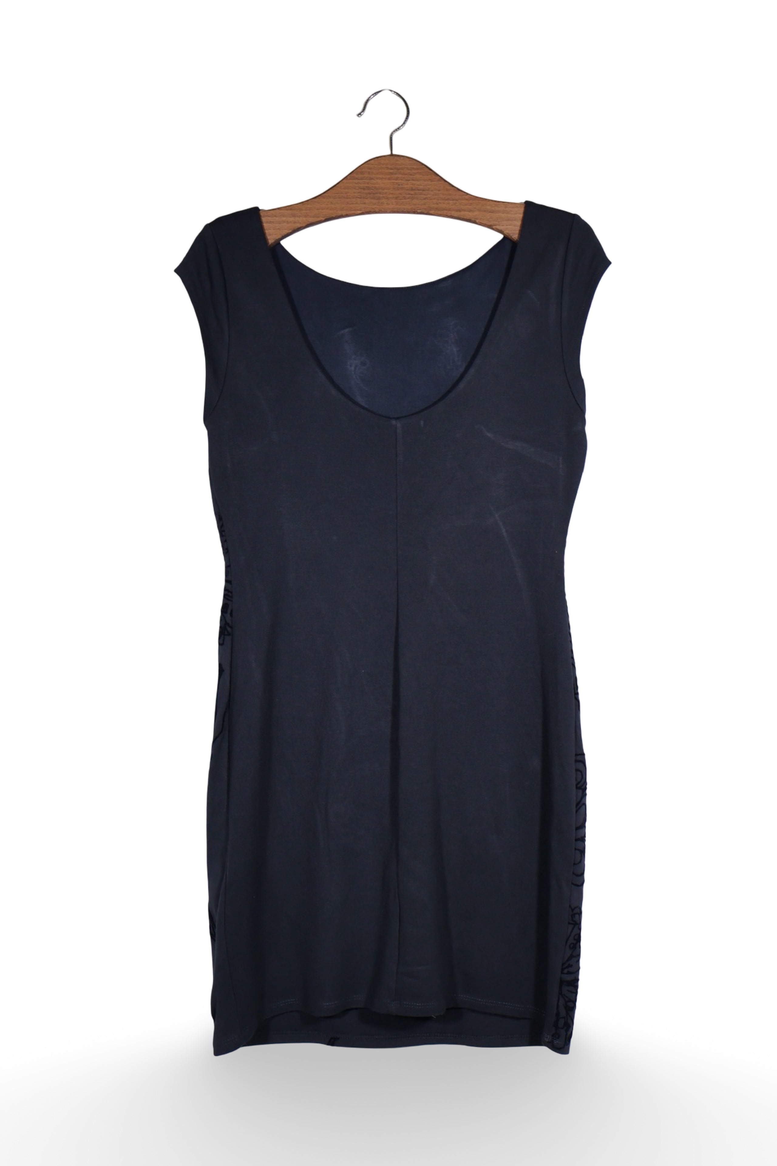 Rochie - Desigual bleumarin cu imprimeu floral-grafic – L – Femei - spate
