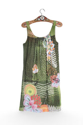 Rochie - Desigual verde cu imprimeu floral si croială lejeră – S – Femei - fata