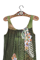 Rochie - Desigual verde cu imprimeu floral si croială lejeră – S – Femei - detaliu