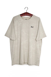 Tricou - Under Armour bej din poliester jacard cu croială lejeră – XL – Bărbați - fata