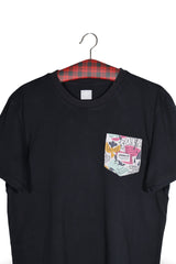 Tricou - Adidas negru din bumbac cu buzunar aplicat grafic – M – Bărbați - detaliu
