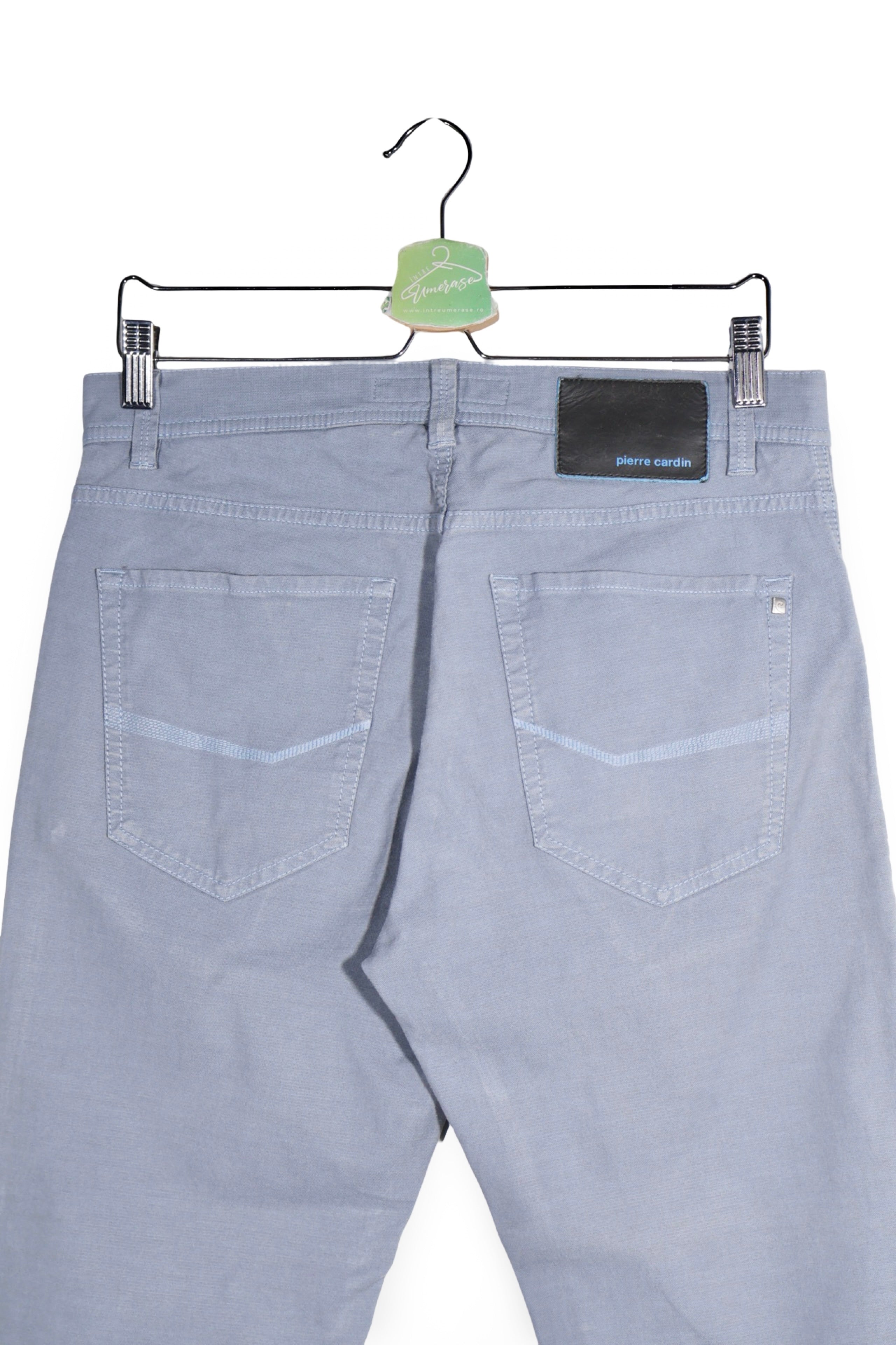 Pantaloni - Pierre Cardin gri-albaștri din bumbac cu croială dreaptă – M – Bărbați - spate