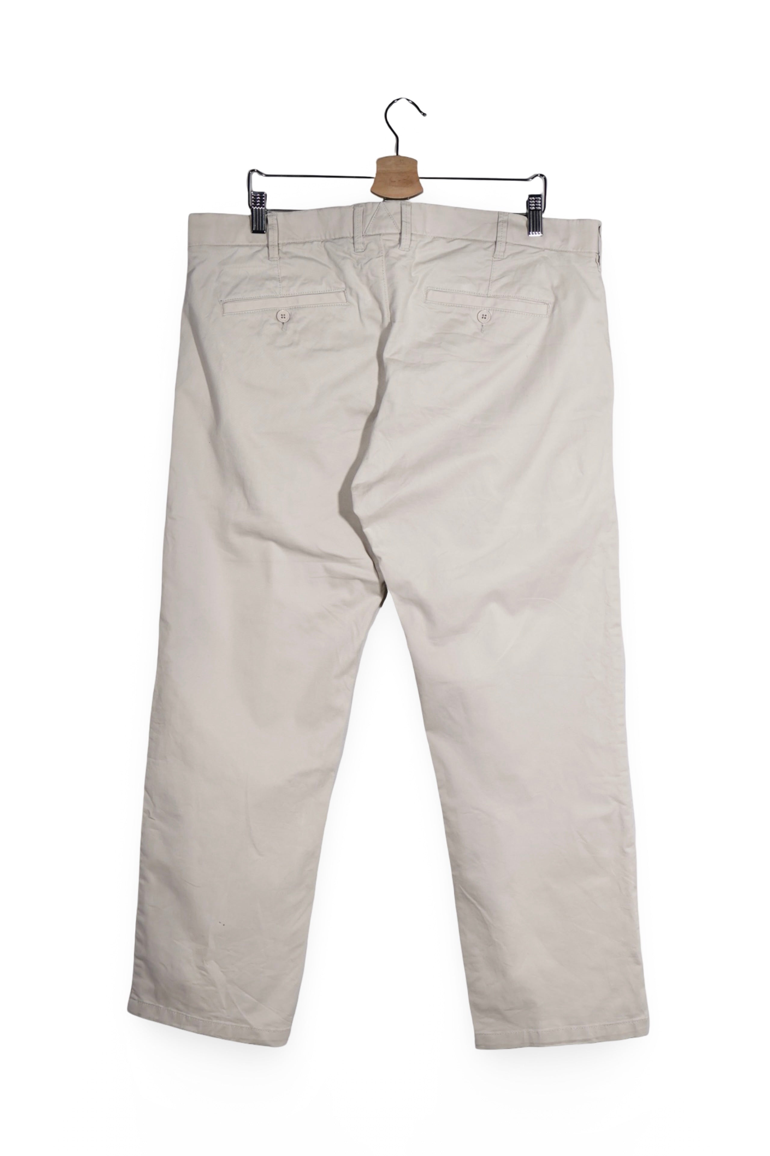 Pantaloni - Dressmann bej din bumbac cu croială dreaptă – XXL – Bărbați - spate