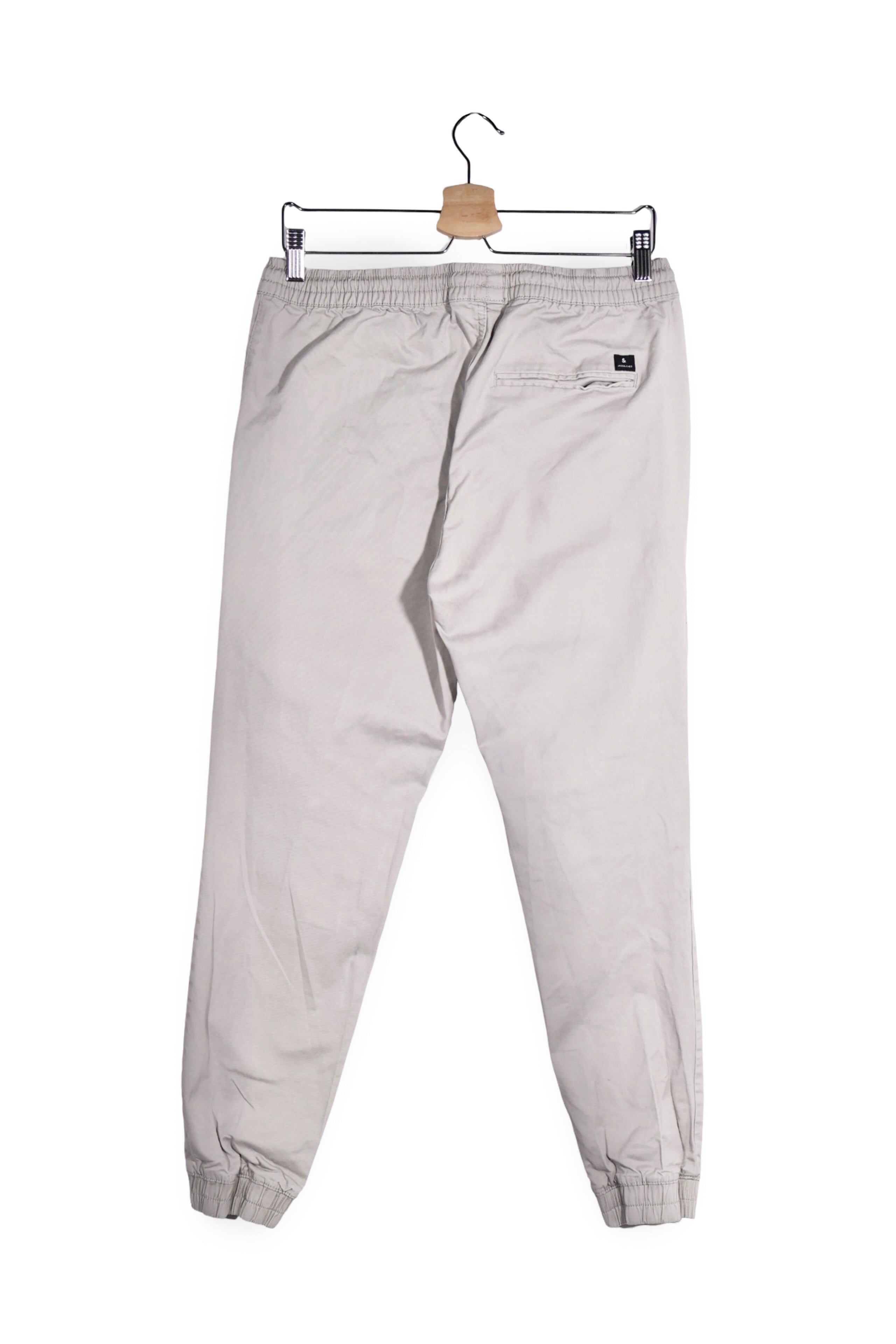 Pantaloni - JACK&JONES gri deschis din bumbac cu croială jogger – M – Bărbați - spate