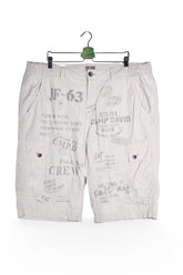 Pantaloni 2/3 - Camp David alb fildes din bumbac cu imprimeu grafic all-over – 3XL – Bărbați - fata