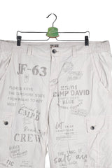 Pantaloni 2/3 - Camp David alb fildes din bumbac cu imprimeu grafic all-over – 3XL – Bărbați - detaliu