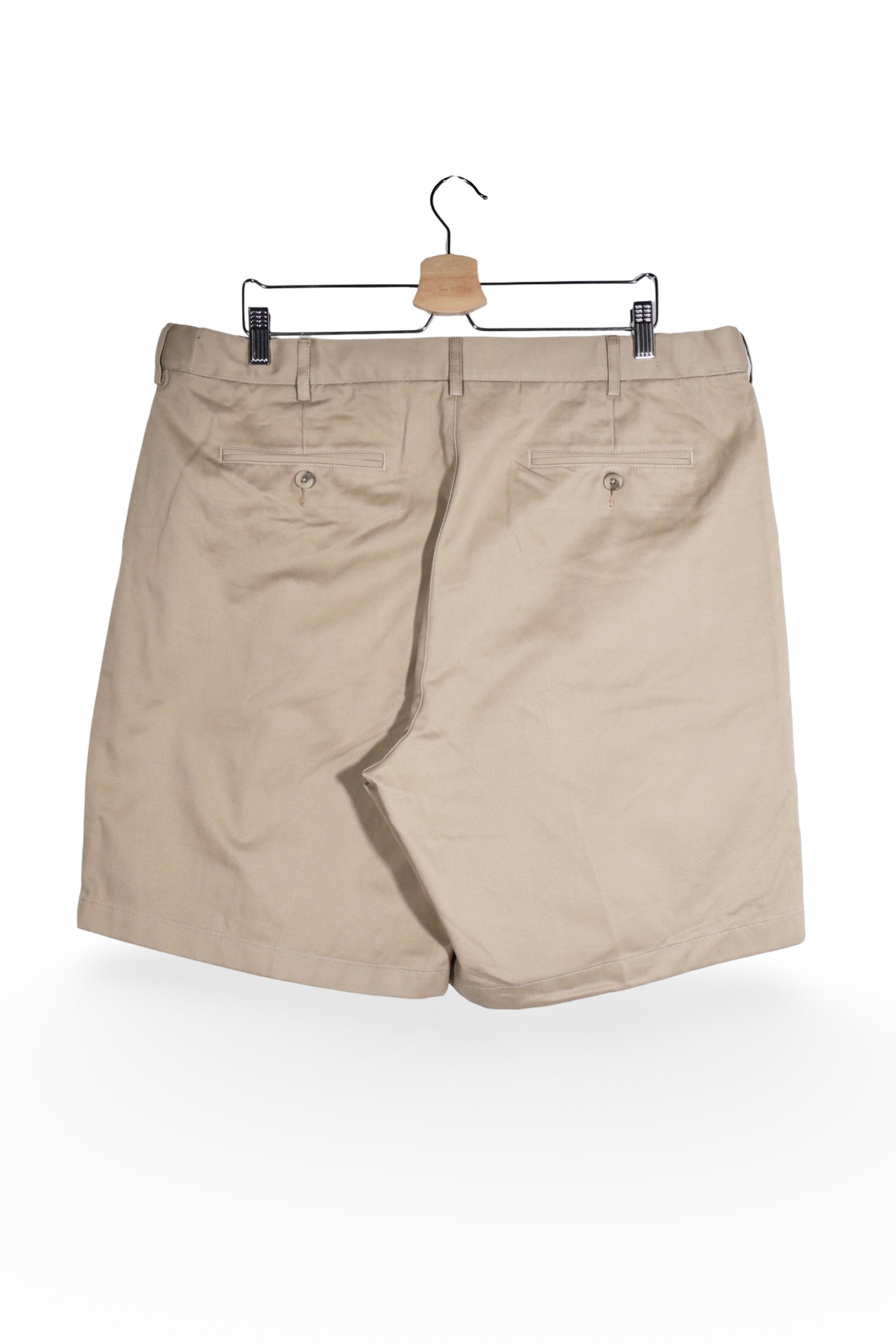 Pantaloni scurți - Lands' End bej din bumbac cu croială plisată – XXL – Bărbați - spate