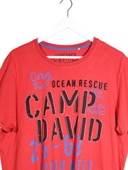 Tricou Camp David roșu mărime XL detaliu material și croială second-hand premium