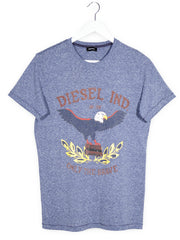 Tricou Diesel albastru melanj mărime XS vedere din față second-hand premium