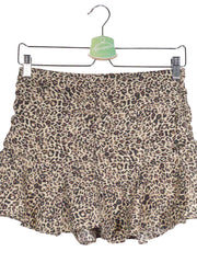 Pantaloni scurti tip fusta ZARA bej cu print leopard mărime XS detaliu material și croială second-hand premium