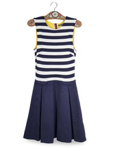 Rochie Tommy Hilfiger bleumarin și alb, cu accente galbene mărime S vedere din față second-hand premium