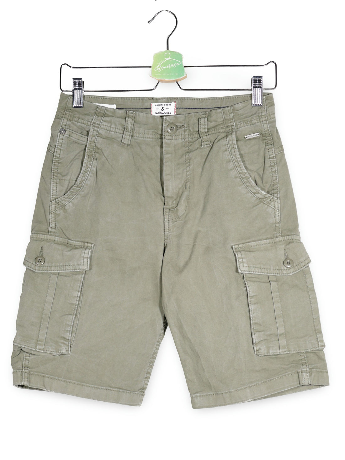 Pantaloni scurti Jack&Jones verde-kaki mărime XS vedere din față second-hand premium