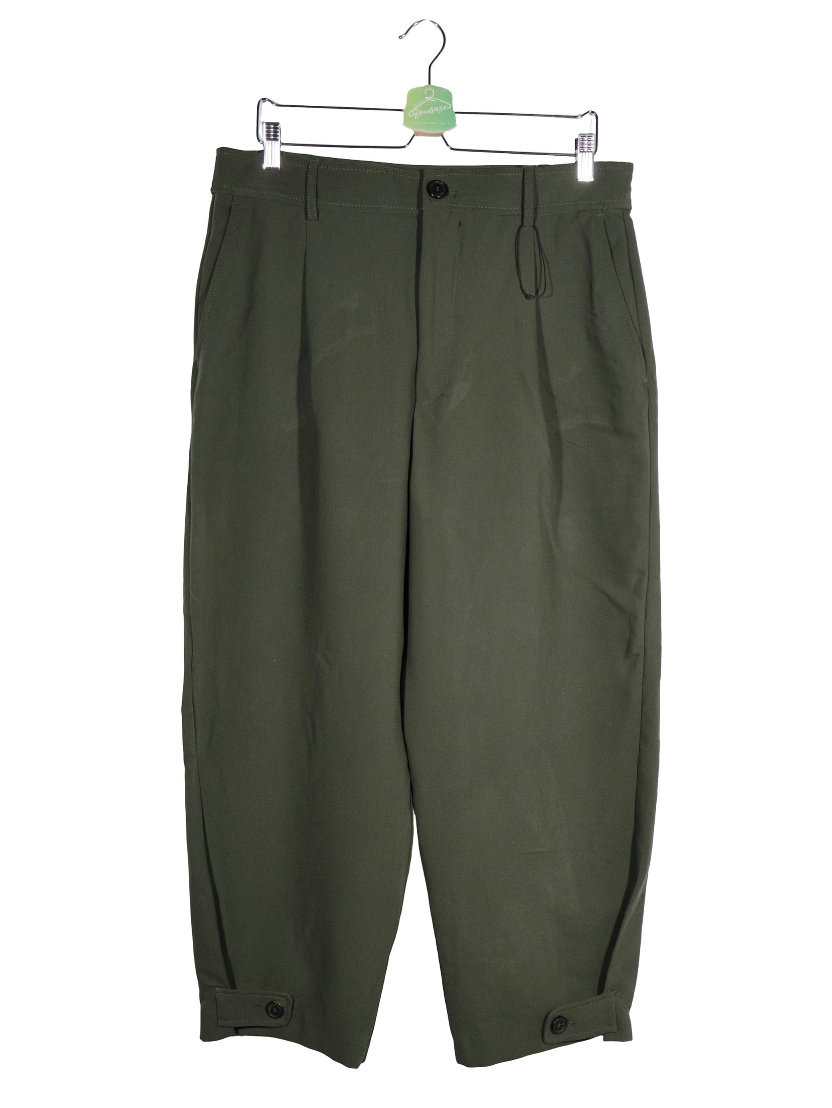 Pantaloni ZARA verde închis mărime XL vedere din față second-hand premium
