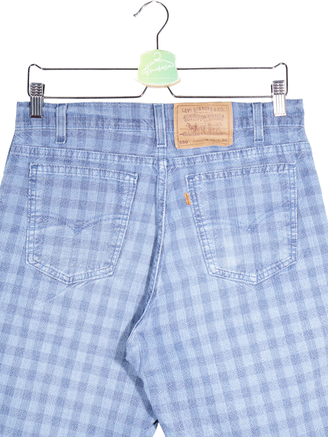 Blugi scurti Levi's albastru mărime S detaliu material și croială second-hand premium