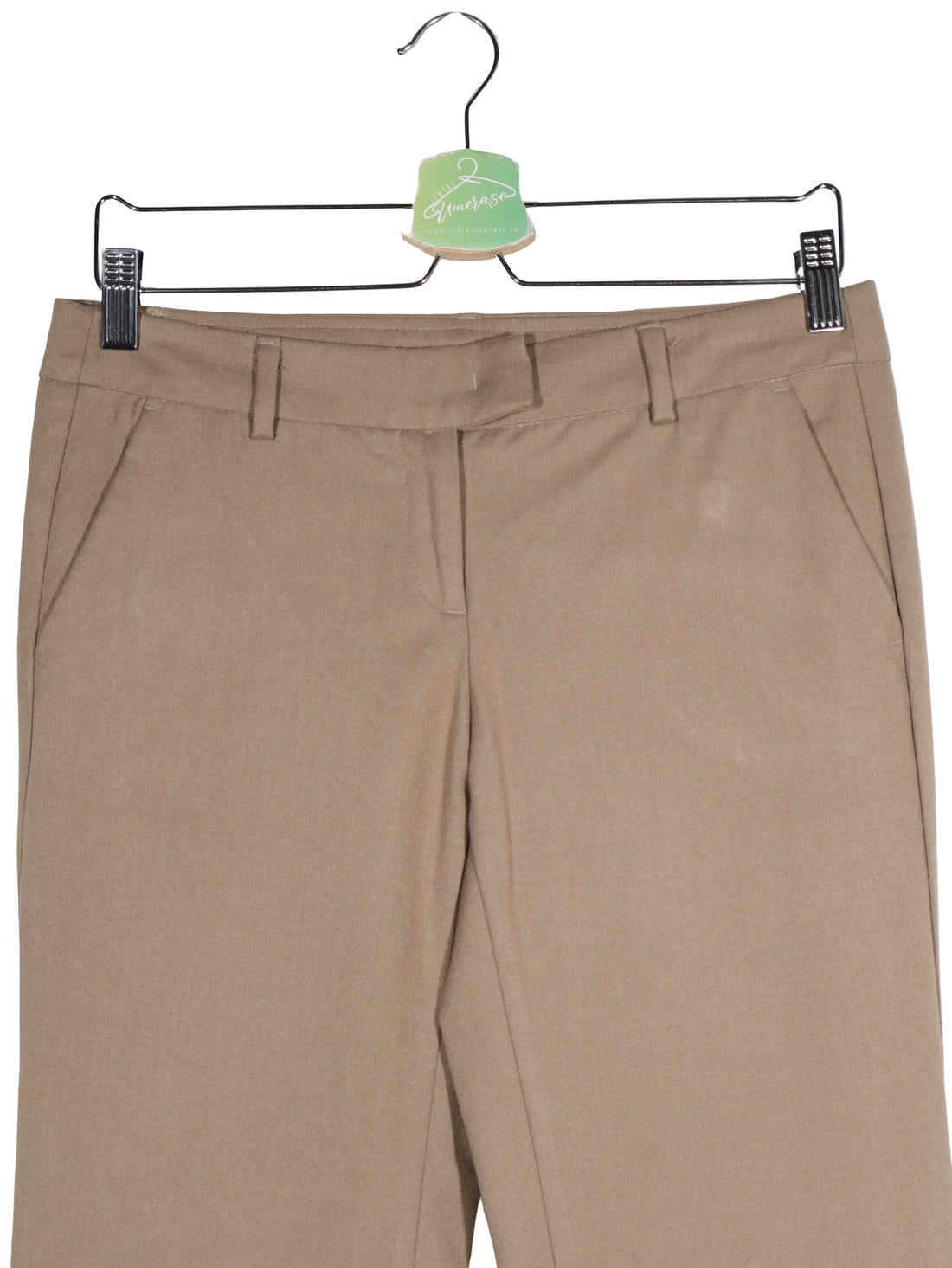 Pantaloni Benetton maro taupe mărime L detaliu material și croială second-hand premium