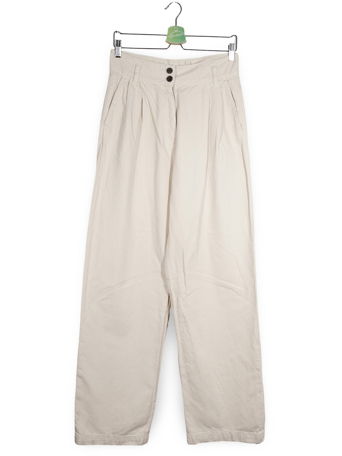 Pantaloni PULL&BEAR bej deschis mărime M vedere din față second-hand premium