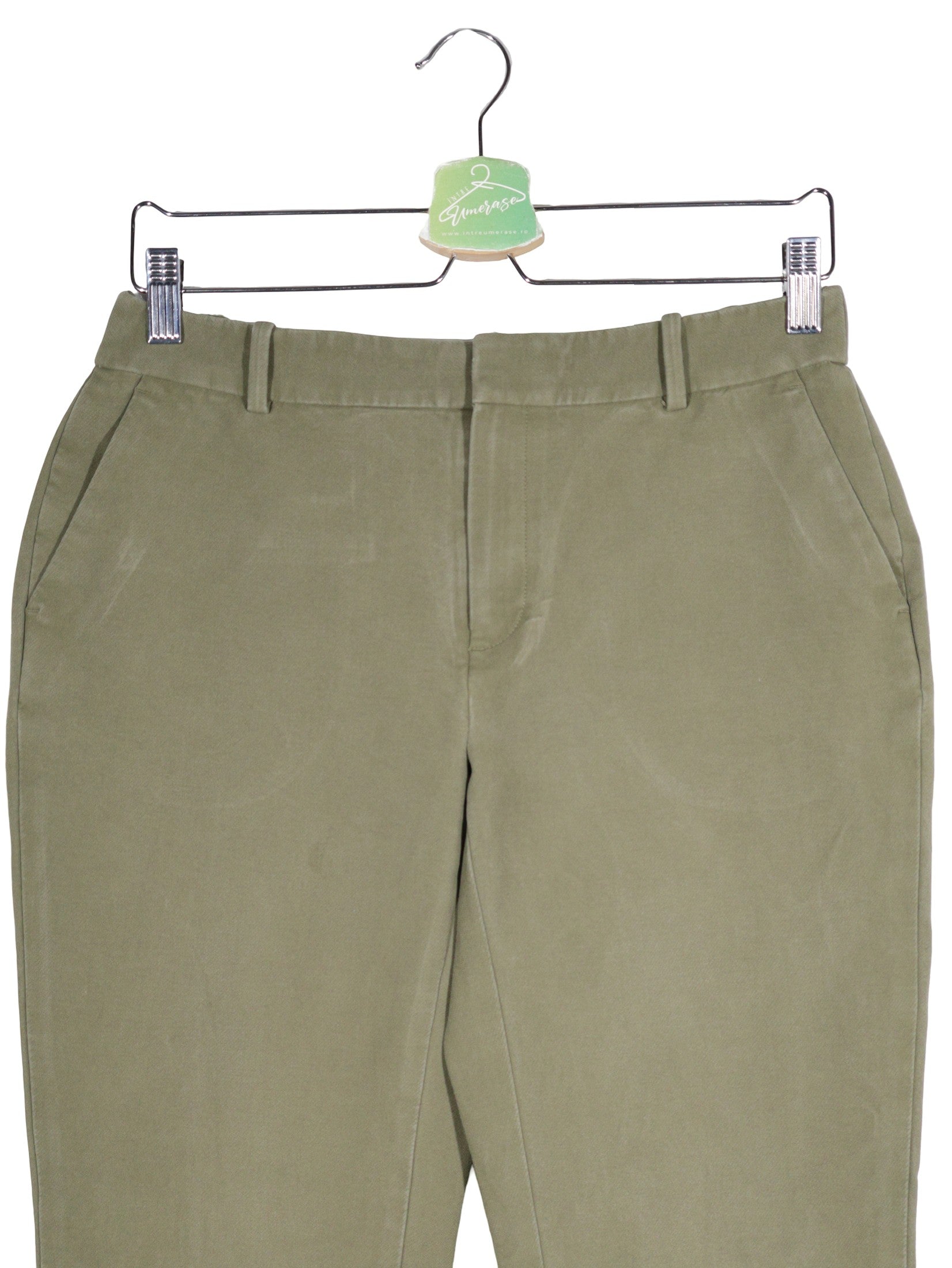 Pantaloni Brooks Brothers verde olive mărime XS detaliu material și croială second-hand premium