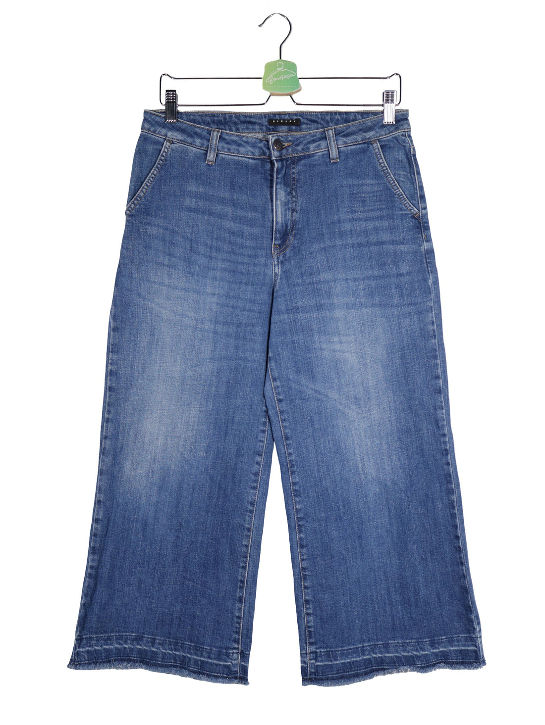 Blugi Sisley albastru denim mărime W30 vedere din față second-hand premium