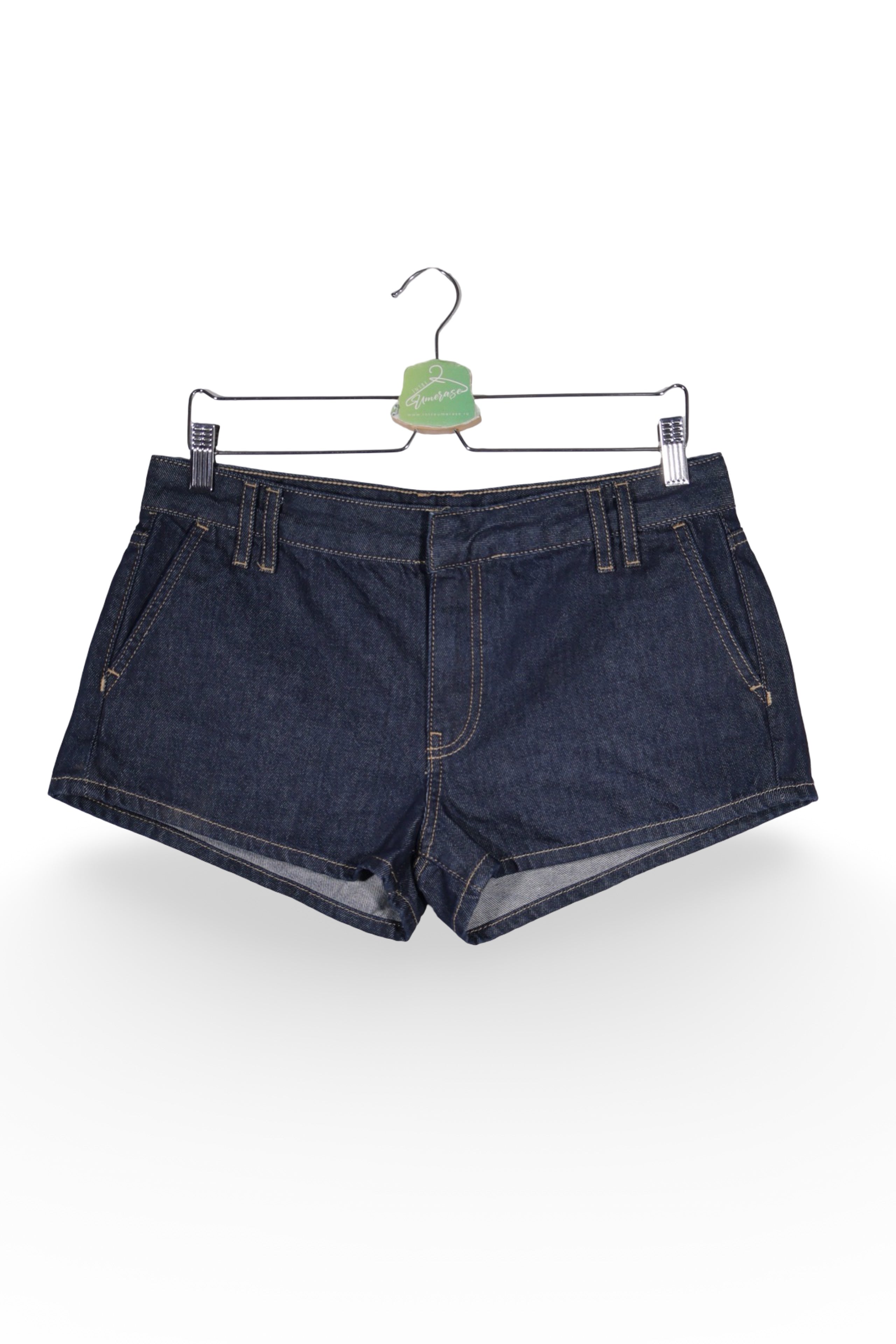 Blugi scurți - ZARA albaștri închiși din denim cu talie medie – M – Femei - fata