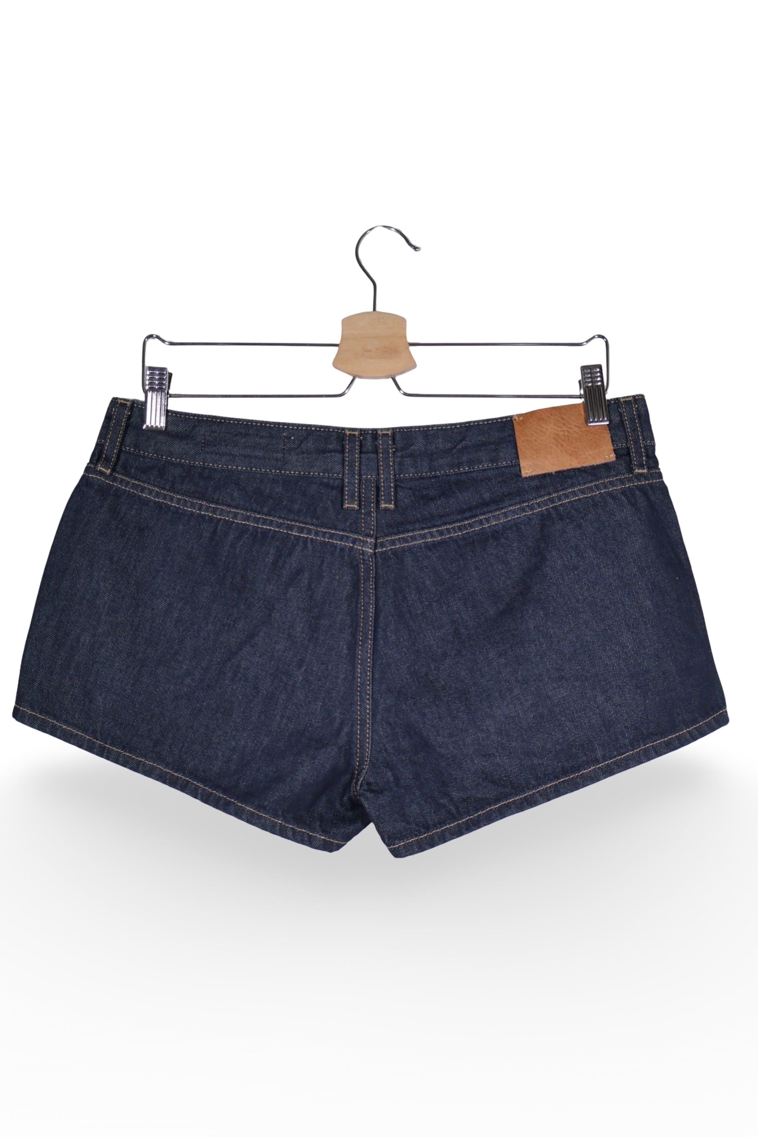 Blugi scurți - ZARA albaștri închiși din denim cu talie medie – M – Femei - detaliu