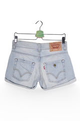 Blugi scurți - Levi's albaștri deschiși cu croială scurtă răsucită – M – Femei - detaliu