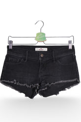 Blugi scurți - Hollister negri din denim prespalat cu margini franjurate – XS – Femei - detaliu