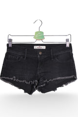 Blugi scurți - Hollister negri din denim prespalat cu margini franjurate – XS – Femei - detaliu