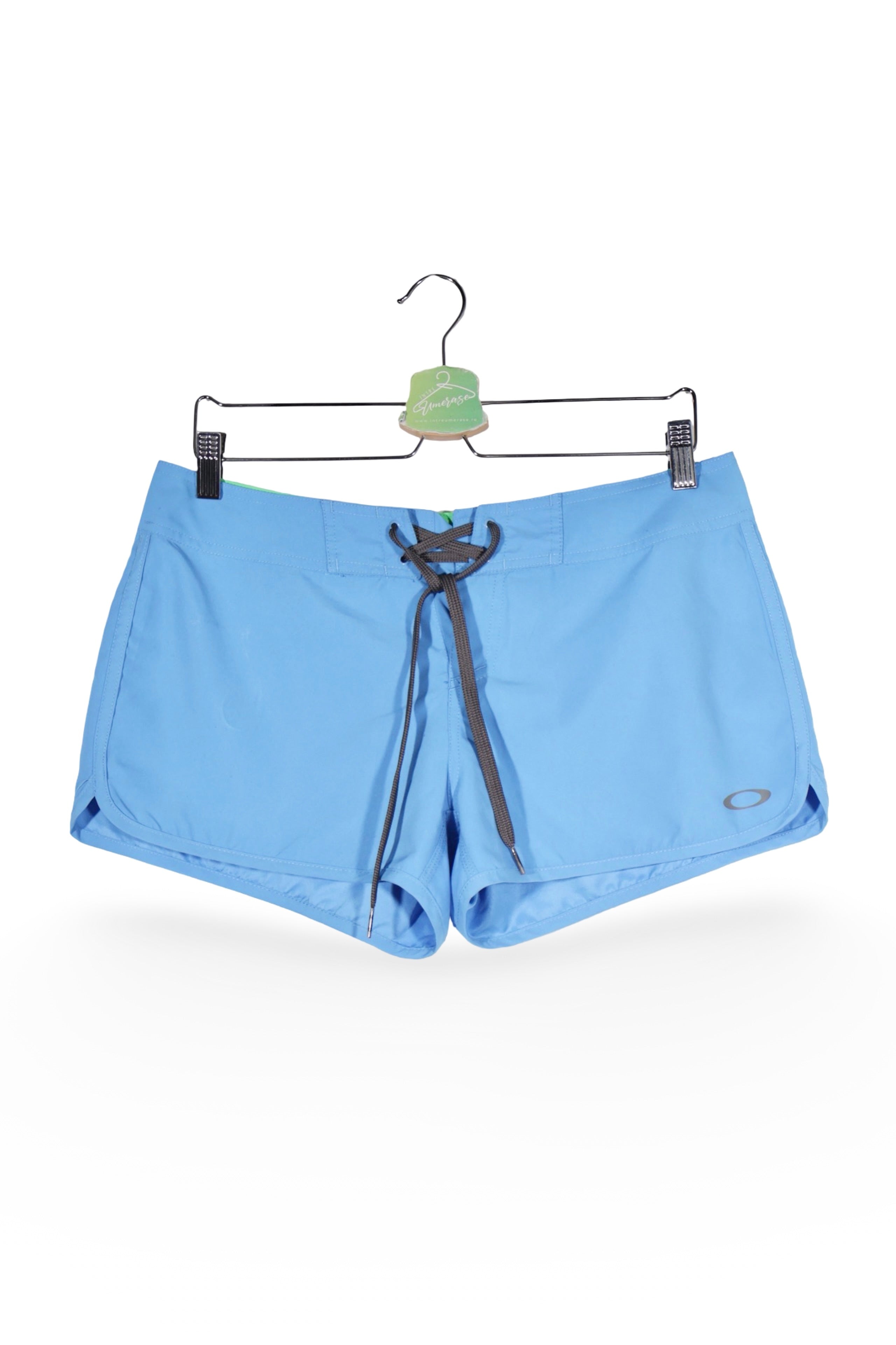 Pantaloni scurți - Premium albaștri din poliester cu croială scurtă – M – Femei - fata