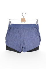 Pantaloni scurți - Adidas gri-albastrui din material tehnic cu strat dublu – S – Femei - spate