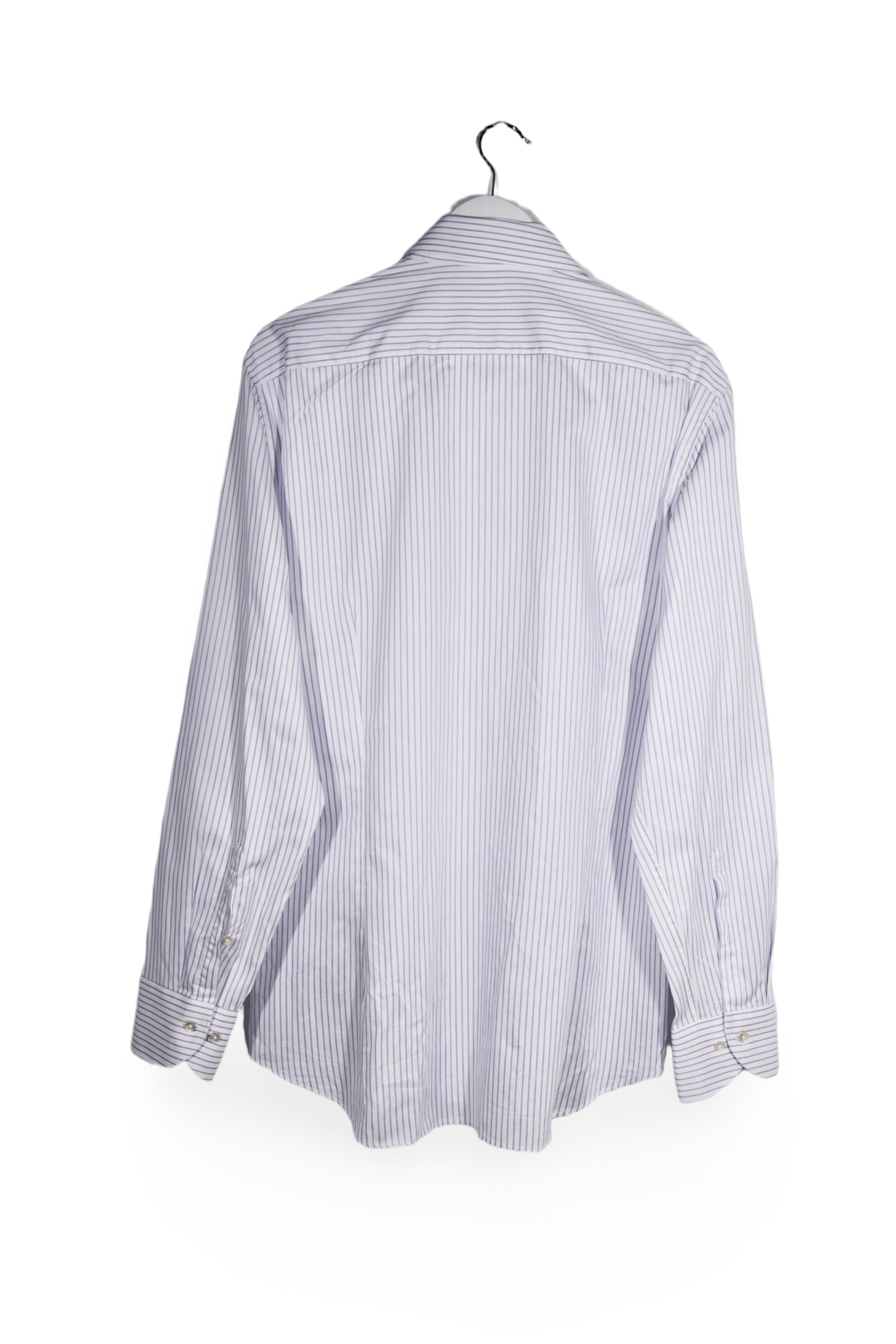 Cămașă - Jacques Britt albă cu dungi albastre și croială slim fit – XL – Bărbați - spate