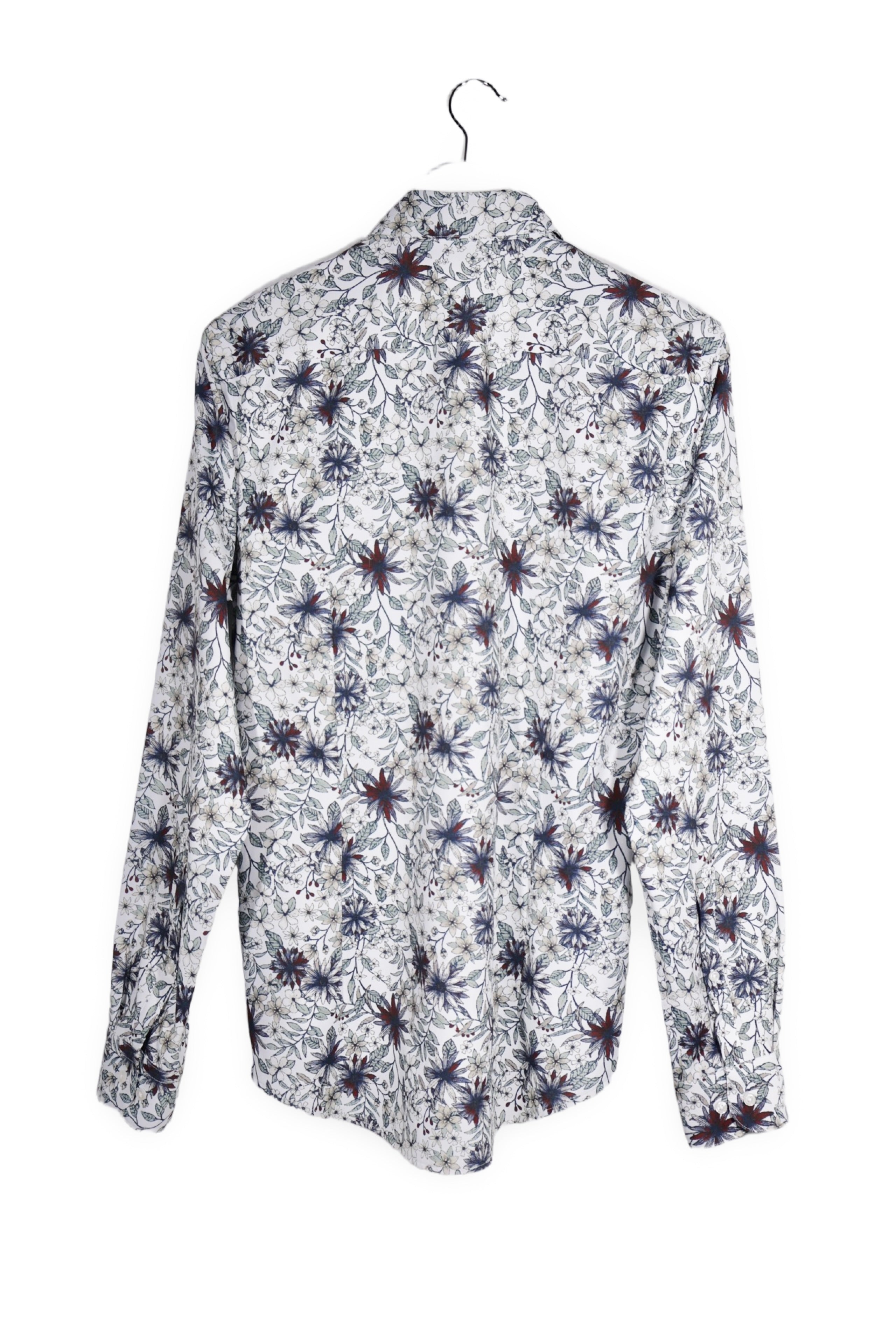 Cămașă - Jake's alb cu imprimeu floral si croiala slim fit – S – Bărbați - spate