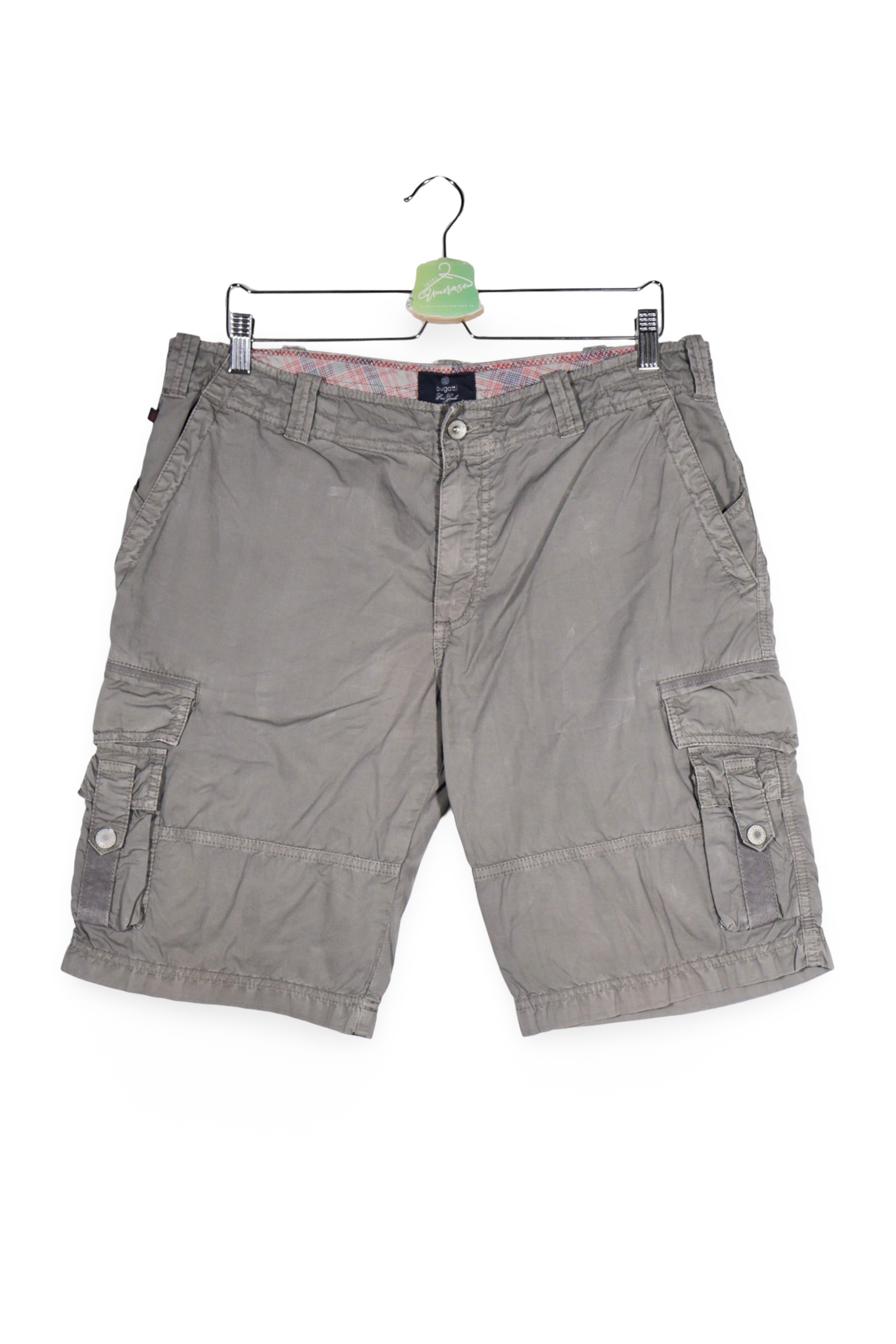 Pantaloni scurți - Bugatti gri din bumbac cu buzunare cargo – L – Bărbați - fata