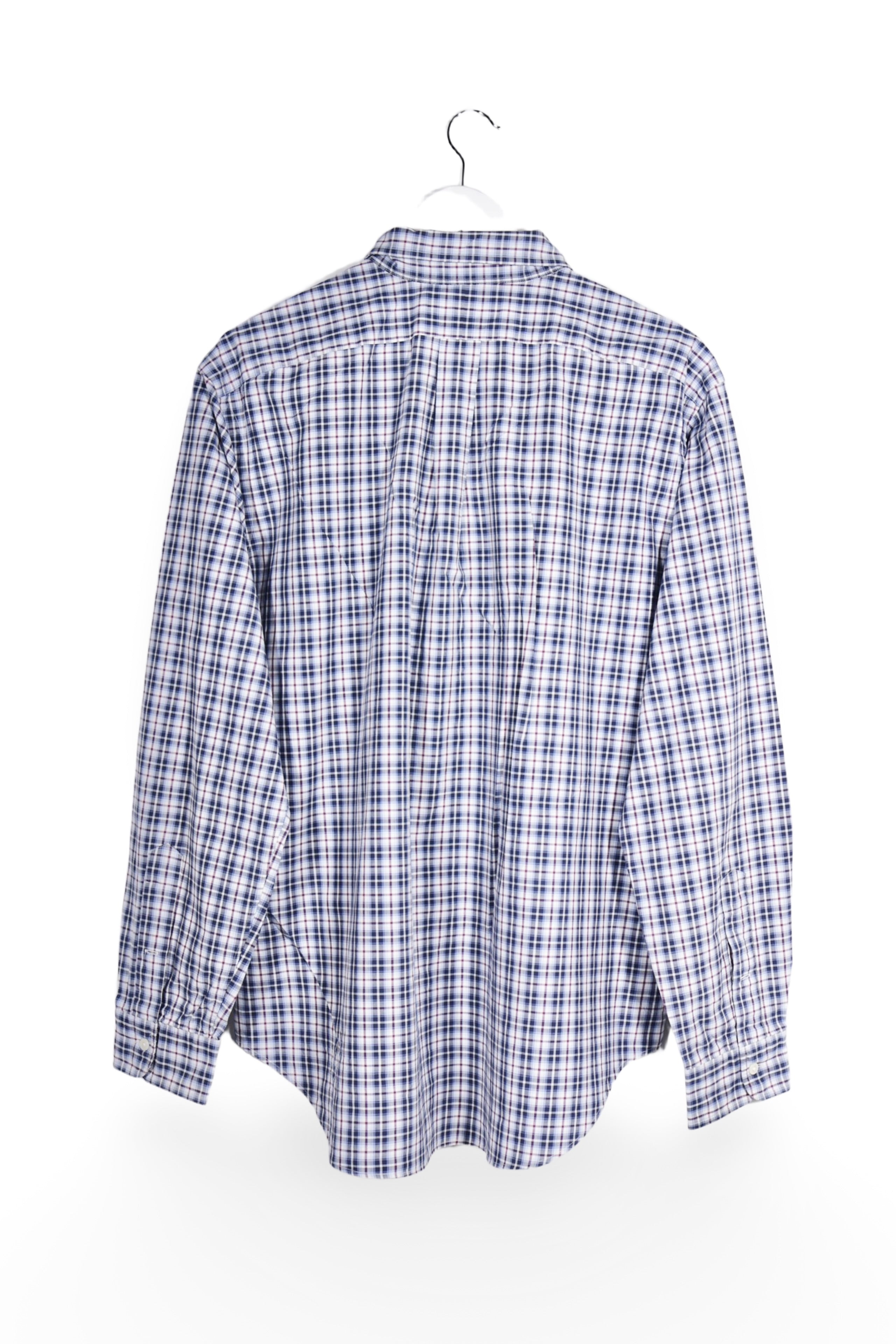 Cămașă - RALPH LAUREN albă cu carouri bleumarin și roșii, din bumbac – XL – Bărbați - spate