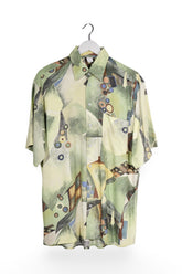 Cămașă - Vintage multicolor din viscoza cu imprimeu abstract – XL – Bărbați - fata