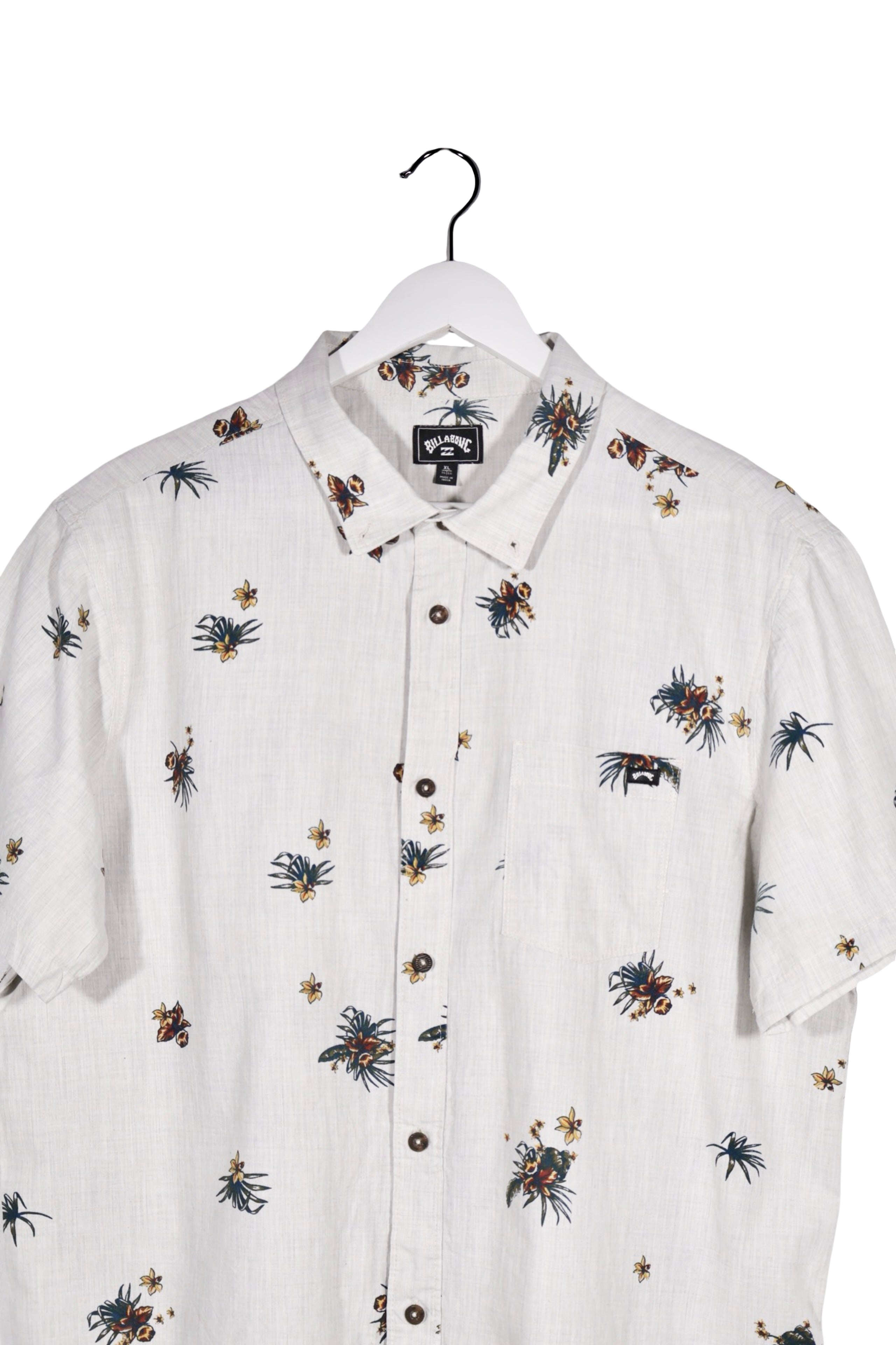 Cămașă - Billabong alb crem cu imprimeu tropical – XL – Bărbați - detaliu