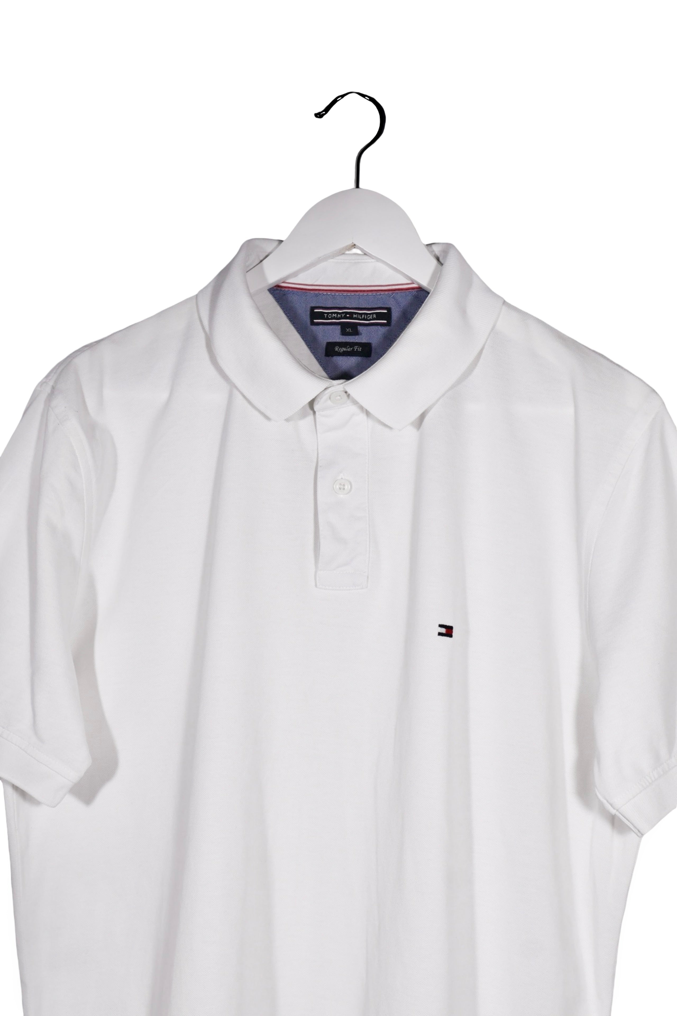 Tricou - Tommy Hilfiger alb din bumbac cu croiala regular – XL – Bărbați - detaliu