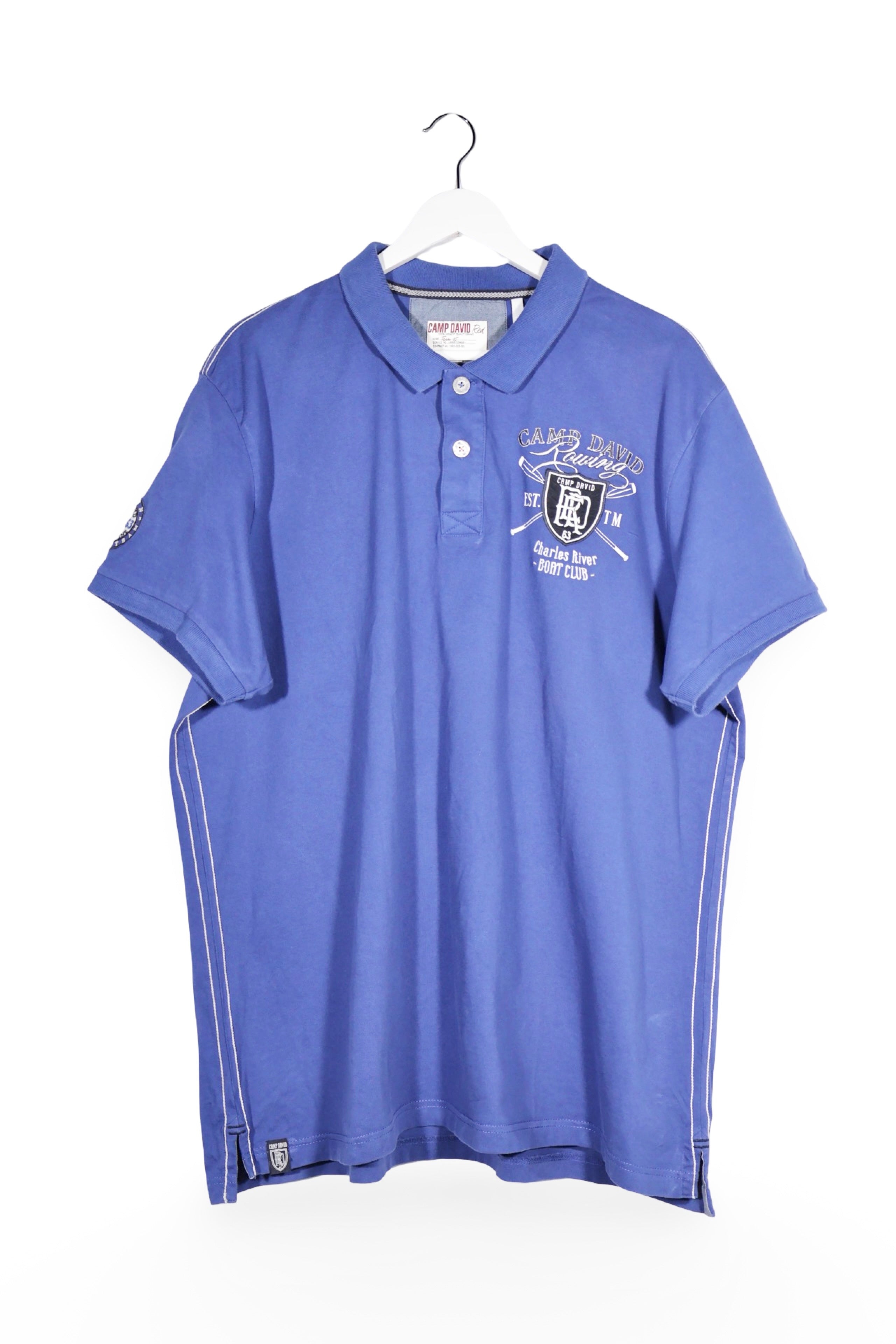 Tricou - Camp David albastru cu imprimeu frontal si croiala relaxata – 3XL – Bărbați - fata